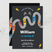 Race Car Rally Birthday Party 招待状 (正面/裏面)