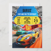 Race Car Speed Birthday Party 招待状 (正面)