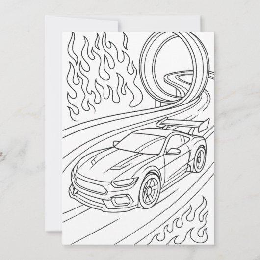 Race Car Speed Birthday Party 招待状 (裏面)