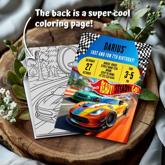 Race Car Speed Birthday Party 招待状