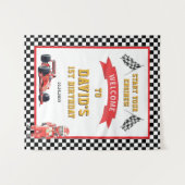 Race Car Start Your Engines 1st Birthday タペストリー (正面(横))