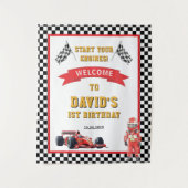 Race Car Start Your Engines 1st Birthday タペストリー (正面)