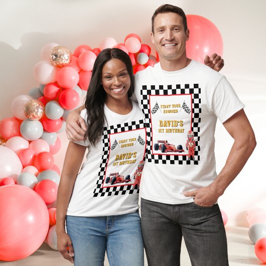Race Car Start Your Engines 1st Birthday Men's Tシャツ