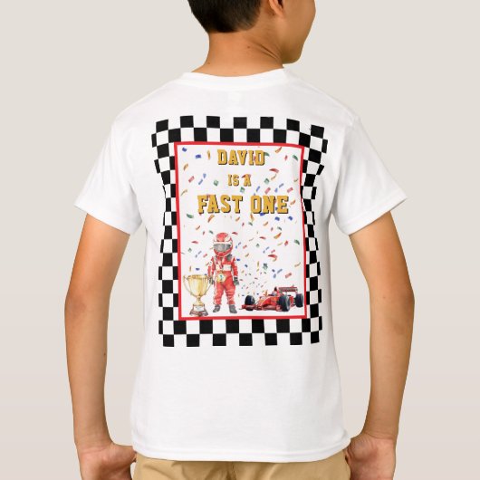 Race Car Start Your Engines 1st Birthday Tシャツ (裏面)