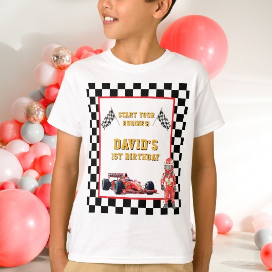 Race Car Start Your Engines 1st Birthday Tシャツ