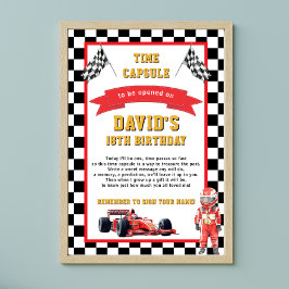 Race Car Themed  Birthday Time Capsule Game ポスター