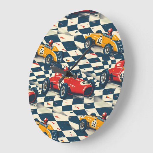 Race Car Themed Clock ラージ壁時計 (傾斜)