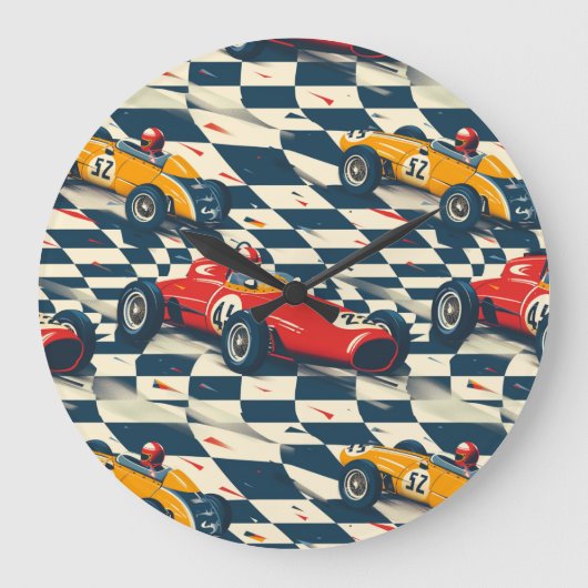Race Car Themed Clock ラージ壁時計 (正面)