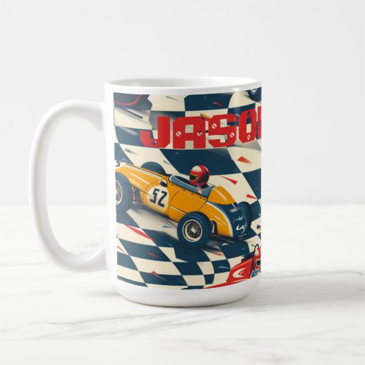 Race Car Themed Coffee Mug コーヒーマグカップ (左)