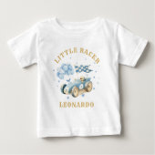 Race Car Watercolor Little Racer Boy ベビーTシャツ (正面)