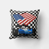Race Car with American Flag クッション (裏面)