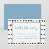 Race Cars Blue Boy Baby Shower Books For Baby Card 招待状 (正面/裏面)