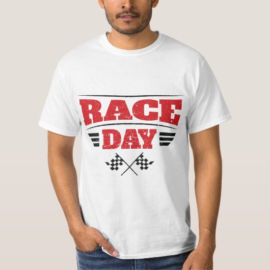 Race Day Car Racing Checkered Flag  Tシャツ (正面)
