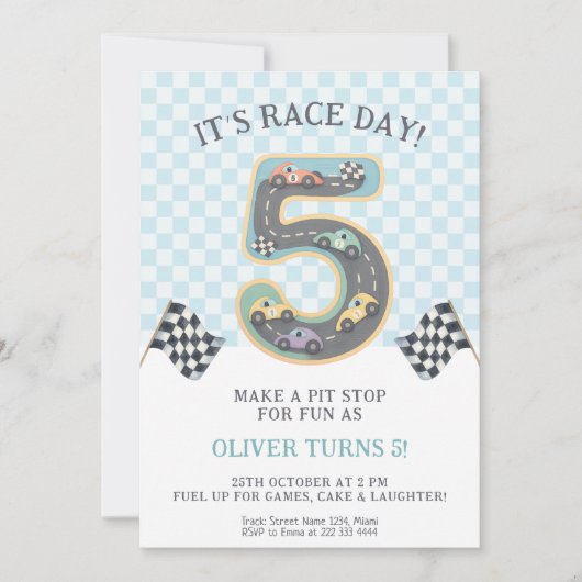 Race Day Fifth Birthday 招待状 (正面)