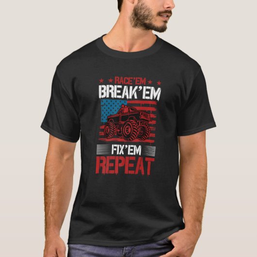 Race Em Break Em Fix Em Repeat おもしろい Rc Car Racin Tシャツ (正面)