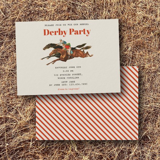 Race Horse Derby Party Equestrian Racing Birthday 招待状