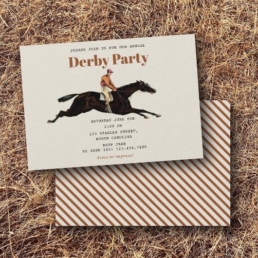 Race Horse Derby Party Equestrian Racing Birthday 招待状