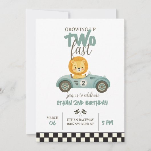 Race On Over – Car-Themed Birthday Invite 招待状 (正面)