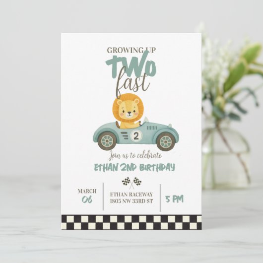 Race On Over – Car-Themed Birthday Invite 招待状 (スタンド正面)