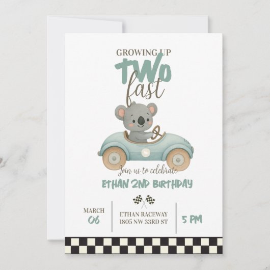 Race On Over – Car-Themed Birthday Invite 招待状 (正面)