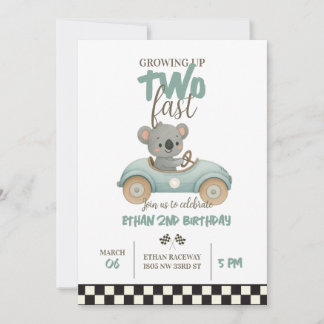 Race On Over – Car-Themed Birthday Invite 招待状