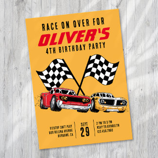 Race on Over Cars Birthdayパーティー 招待状