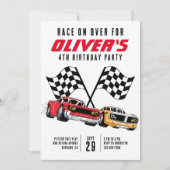Race on Over Cars Birthdayパーティー 招待状 (正面)