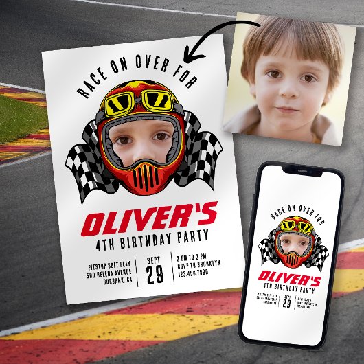 Race on Over Photo Birthdayパーティー 招待状