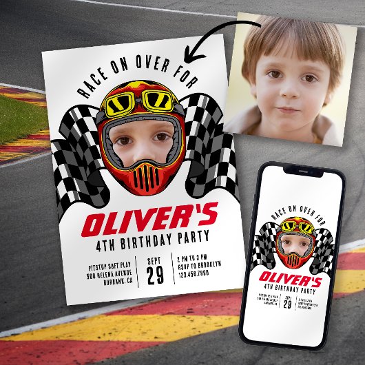 Race on Over Photo Birthdayパーティー 招待状