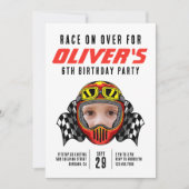 Race on Over Racing Helmetフォトバースデーパーティー 招待状 (正面)
