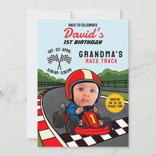 Race to Celebrate! Custom 1st Birthday 招待状 (正面)