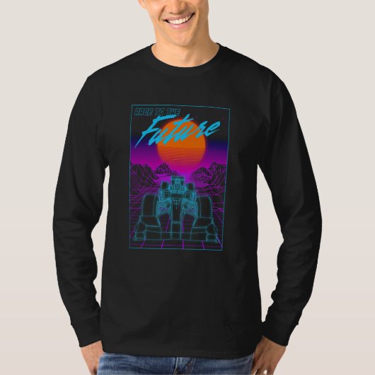 Race To the Future Vaporwave Drag Race Car Car Guy Tシャツ (正面)