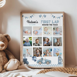 Racecar First Lap Around The Track Photo Milestone ポスター