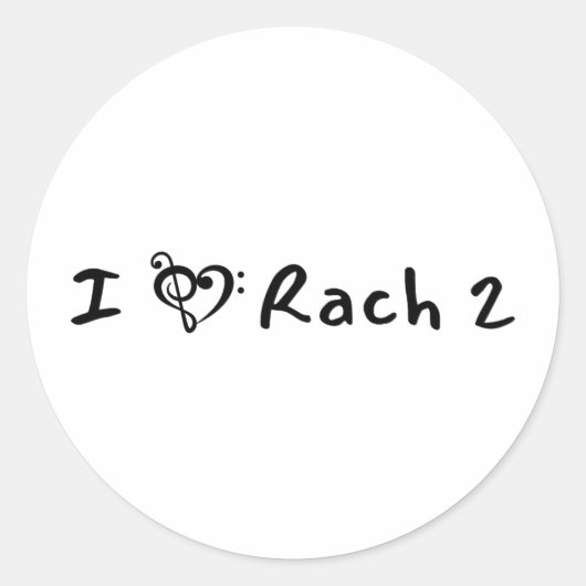 Rach 2 Minimalist Black Text Classical Music ラウンドシール (正面)