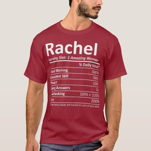 RACHEL栄養パーソナライズされた名ギフトおもしろい Tシャツ (正面)