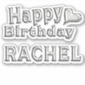 Rachel Happy Birthday silver Aufkleber Sticker シール (正面)