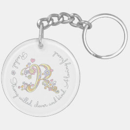 Rachel monogram文字r名前と意味キーリング キーホルダー