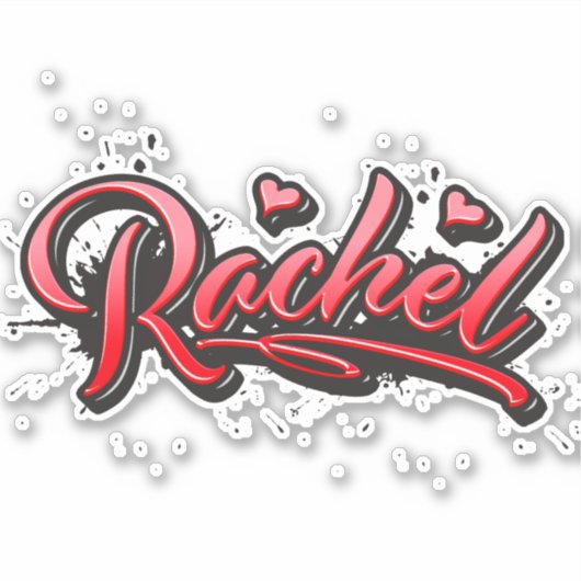 Rachel red Heart Graffiti Aufkleber Sticker シール (正面)