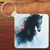 Racing Black Horse Portrait Minimalist キーホルダー (正面)