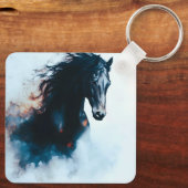 Racing Black Horse Portrait Minimalist キーホルダー (裏面)