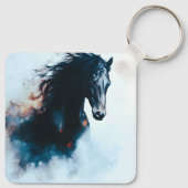 Racing Black Horse Portrait Minimalist キーホルダー (裏面)