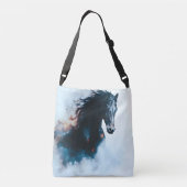 Racing Black Horse Portrait Minimalist クロスボディバッグ (裏面)