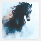  Racing Black Horse Portrait Minimalist スクエアシール (正面)