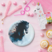 Racing Black Horse Portrait Minimalist ペーパープレート (パーティー)