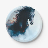 Racing Black Horse Portrait Minimalist ペーパープレート (正面)