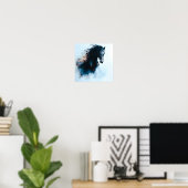  Racing Black Horse Portrait Minimalist ポスター (ホームオフィス)