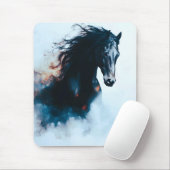  Racing Black Horse Portrait Minimalist マウスパッド (マウス)