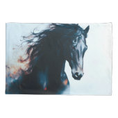  Racing Black Horse Portrait Minimalist 枕カバー (裏面)