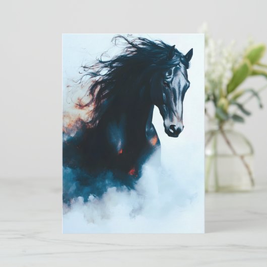  Racing Black Horse Portrait Minimalist 案内状 (スタンド正面)