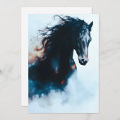  Racing Black Horse Portrait Minimalist 案内状 (正面/裏面)
